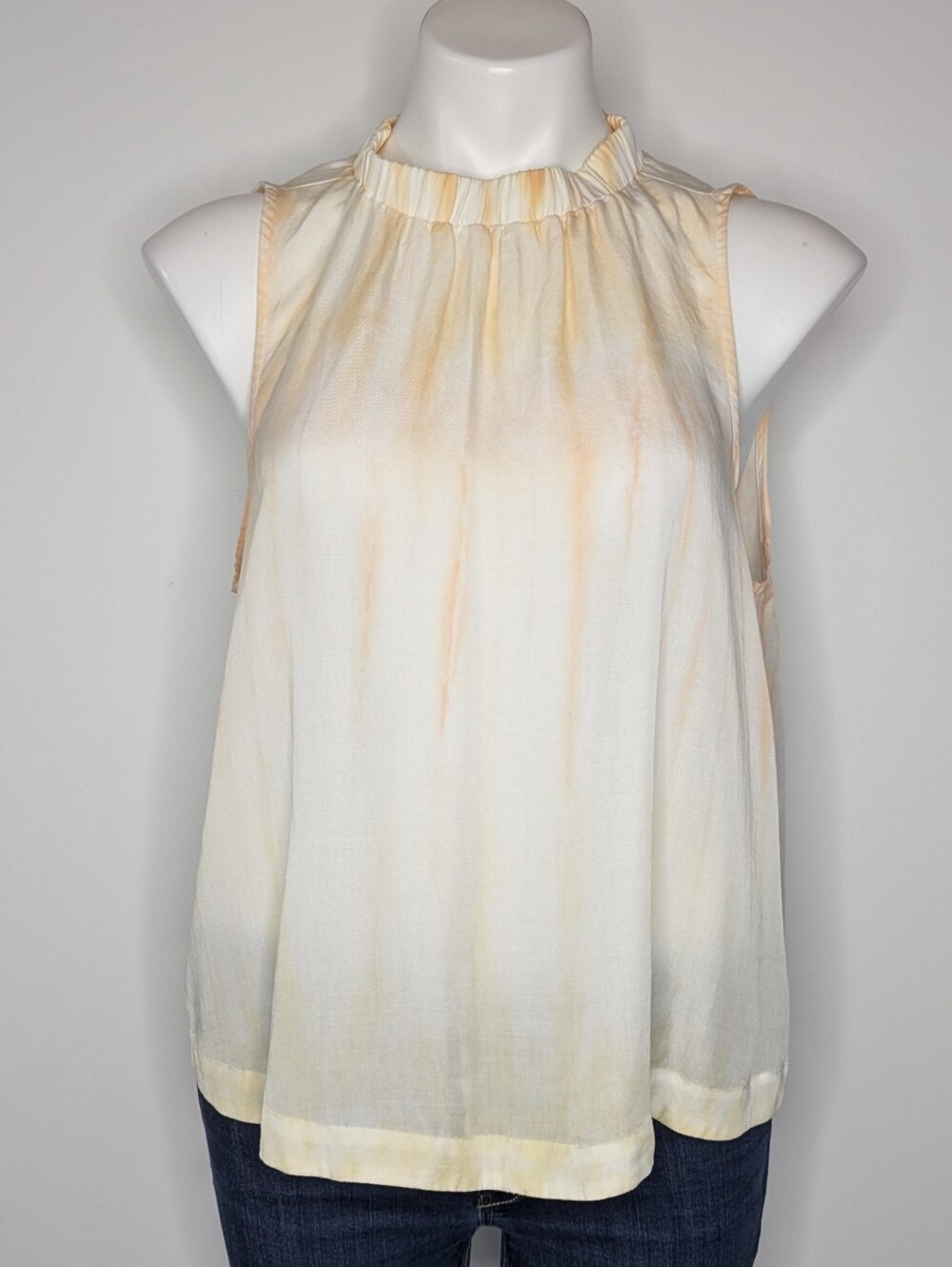 Cloth & Stone Cream Yellow Sleeveless Sheer Blouse M